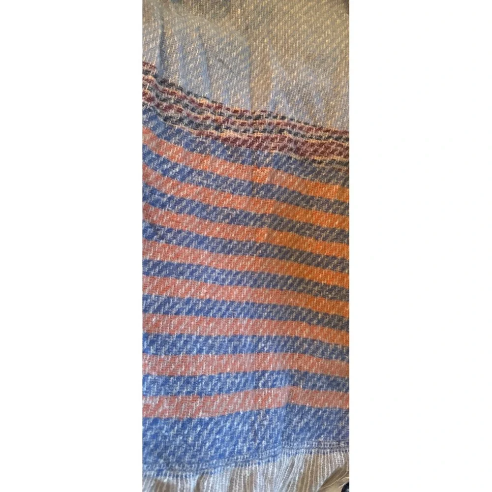 American Attitude Comfort Collection Plaid  Scarf Purple Orange Fringe NWT
